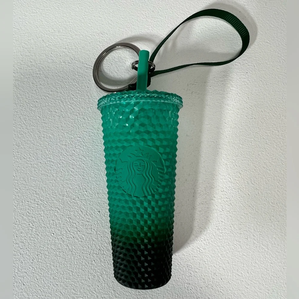 Starbucks Cold Cup Keychain & Ornament Ombre Teal Gradient Textured Tumbler Cup